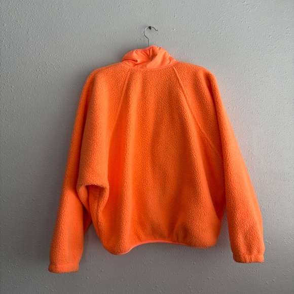 Free People Movement Hit The Slopes Neon Orange Fleece Sherpa Cropped Jacket - Picture 6 of 9